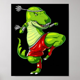 T-rex Dinosaur Muay Thai Boxing Karate Martial Art Poster