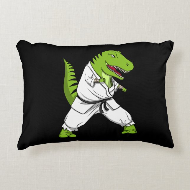 T-Rex Dinosaur Ninja Martial Arts Karate Dekokissen (Vorderseite)