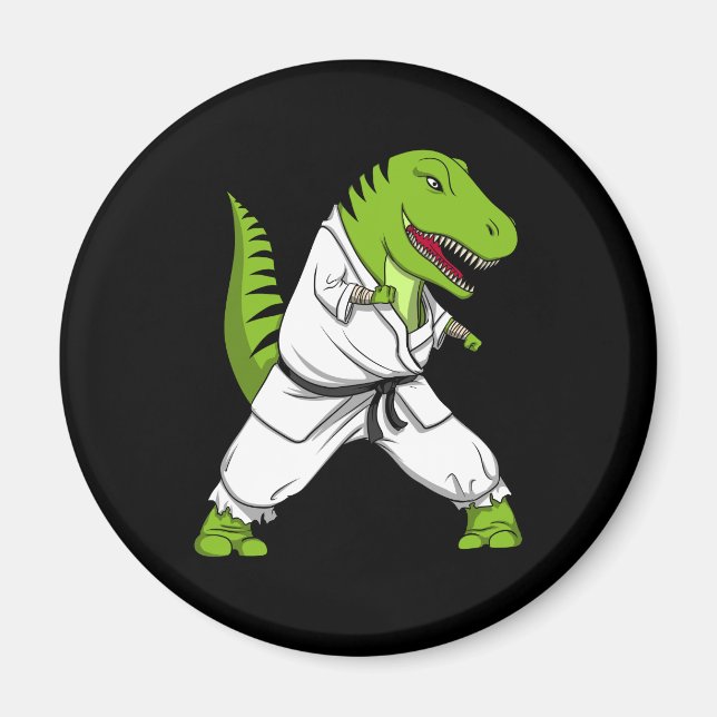 T-Rex Dinosaur Ninja Martial Arts Karate Magnet (Vorne)