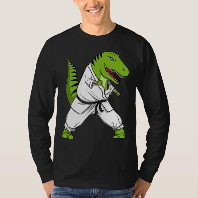 T-Rex Dinosaur Ninja Martial Arts Karate T-Shirt (Vorderseite)
