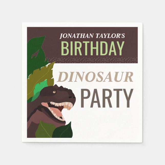 T Rex Dinosaur Party Kinder zum Geburtstag Serviette (Vorderseite)