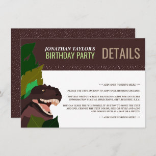 T Rex Dinosaur Party Kindergeburtsdetails Einladung