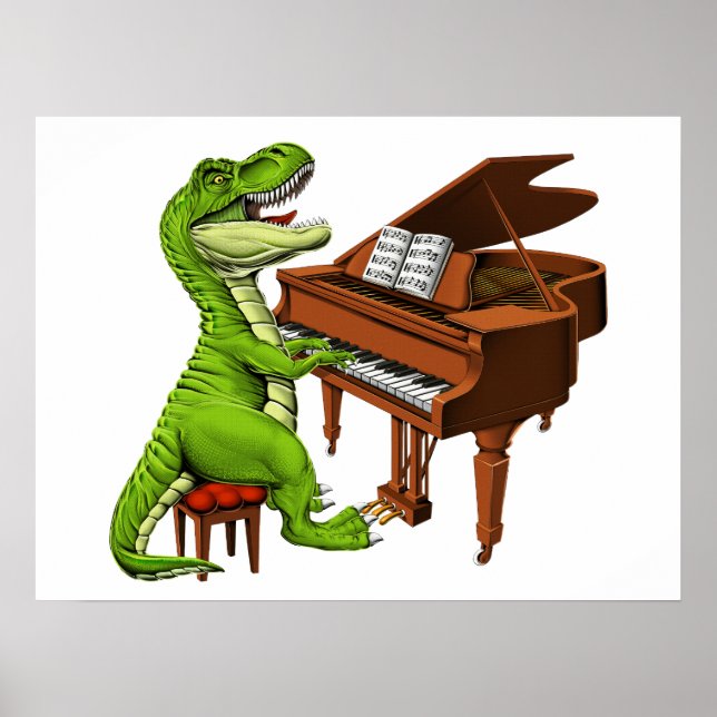 T-Rex Dinosaur Pianist Poster (Vorne)