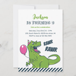 T-Rex Dinosaur Rawr Party Kindergeburtstag Einladung