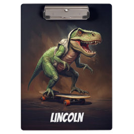 T-Rex Dinosaur Reiten auf Skateboard Klemmbrett