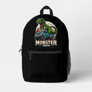 T Rex Dinosaur Reiten Monster Truck Bedruckter Rucksack