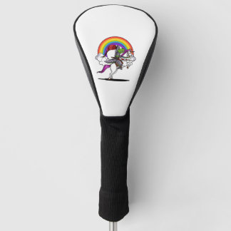 T-Rex Dinosaur Riding Unicorn Regenbogen Funny Golf Headcover