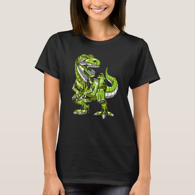 T Rex Dinosaur Robot Futuristic Science Fiction Bo T-Shirt (Vorderseite)