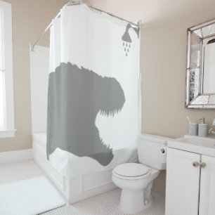 T-Rex Dinosaur Shadow Silhouette Funny Head Duschvorhang