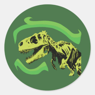 T-Rex Dinosaur Skeleton Runder Aufkleber