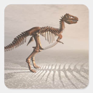 T. rex Dinosaur Skeletton-Aufkleber Quadratischer Aufkleber
