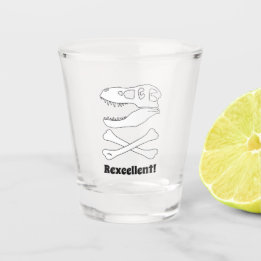 T. rex Dinosaur Skull Pirate Flag Schnapsglas