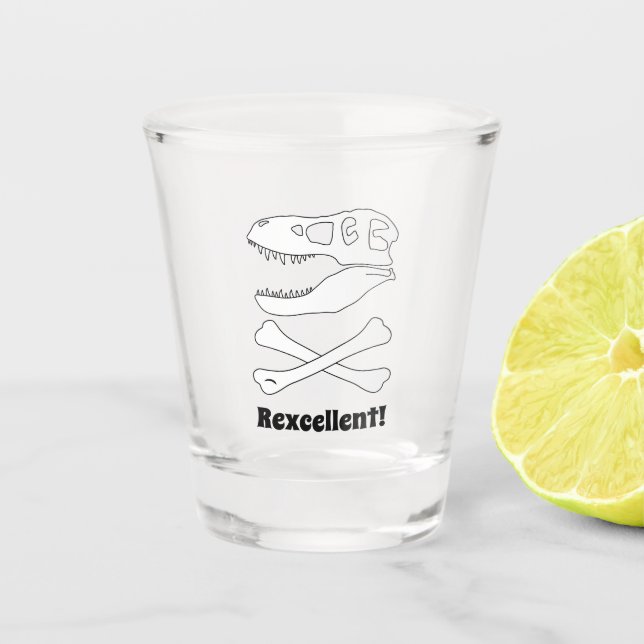 T. rex Dinosaur Skull Pirate Flag Schnapsglas (Vorderseite)