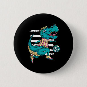 T-Rex-Dinosaur spielt Fußball - Trex-Design Button