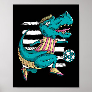 T-Rex Dinosaur spielt Fußball - Trex Design Poster