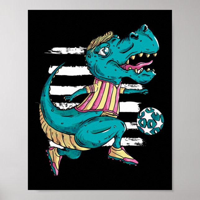 T-Rex Dinosaur spielt Fußball - Trex Design  Poster (Vorne)
