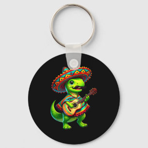 T-Rex-Dinosaur spielt Gitarre Cinco de Mayo Mexica Schlüsselanhänger