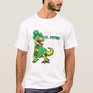 T Rex Dinosaur , St Patrick's Day Toddler Boys T-Shirt