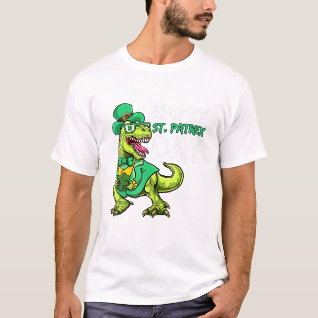 T Rex Dinosaur , St Patrick's Day Toddler Boys T-Shirt (Vorderseite)