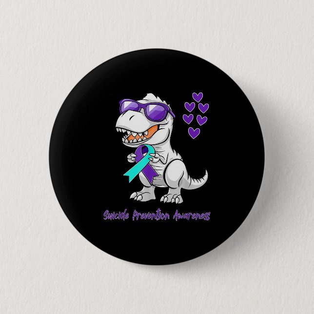 T-rex Dinosaur Suicide Prevention Awareness Day Di Button (Vorderseite)