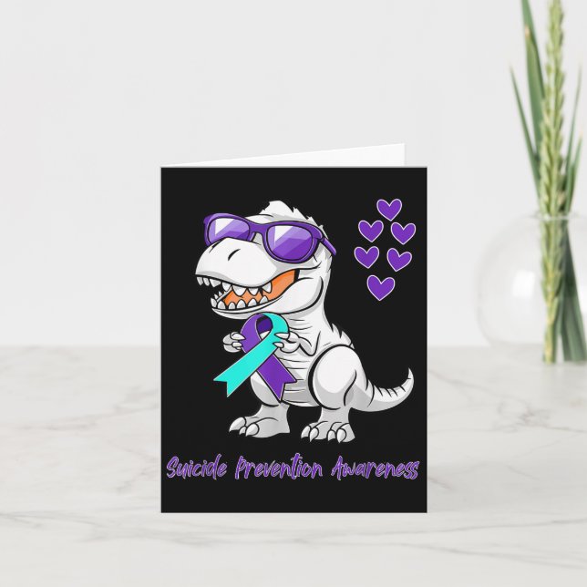 T-rex Dinosaur Suicide Prevention Awareness Day Di Karte (Vorderseite)