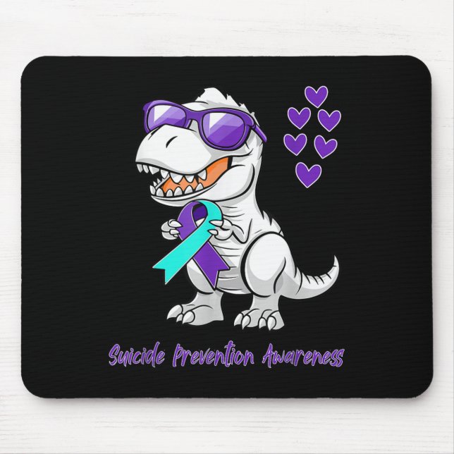 T-rex Dinosaur Suicide Prevention Awareness Day Di Mousepad (Vorne)