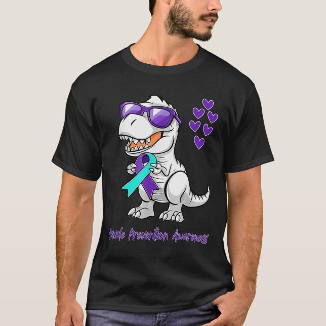 T-rex Dinosaur Suicide Prevention Awareness Day Di T-Shirt (Vorderseite)