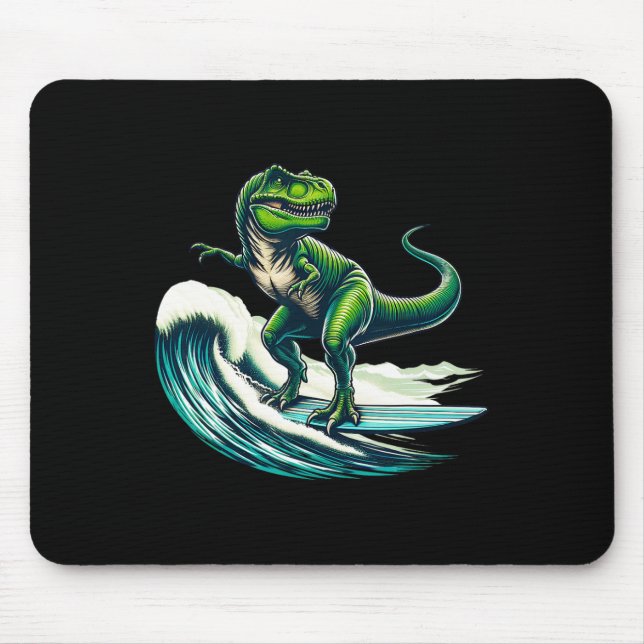 T-Rex-Dinosaur-Surfer-Surfboard-Geschenk für Männe Mousepad (Vorne)