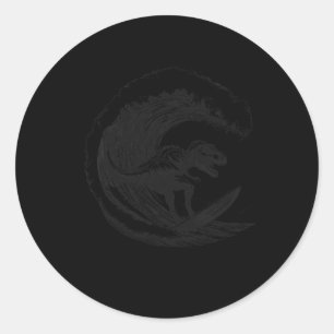 T-Rex Dinosaur Surft Surf Surftbrett Surfer  Runder Aufkleber