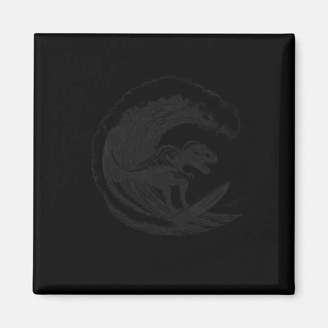 T-Rex Dinosaur Surft Surft Surfbrett Surfer  Magnet (Vorne)