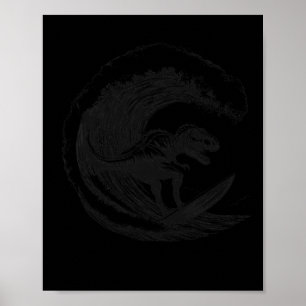 T-Rex Dinosaur Surft Surft Surfbrett Surfer  Poster