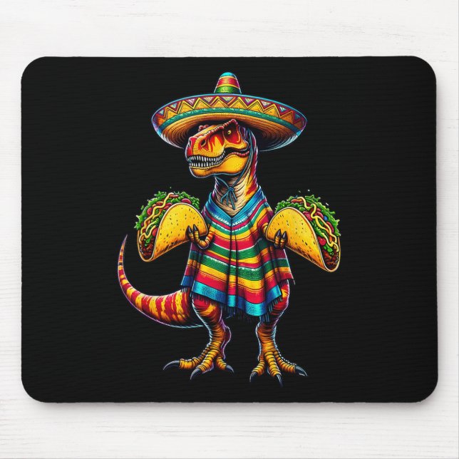 T-rex Dinosaur Taco Lover Cinco De Mayo Sombrero P Mousepad (Vorne)