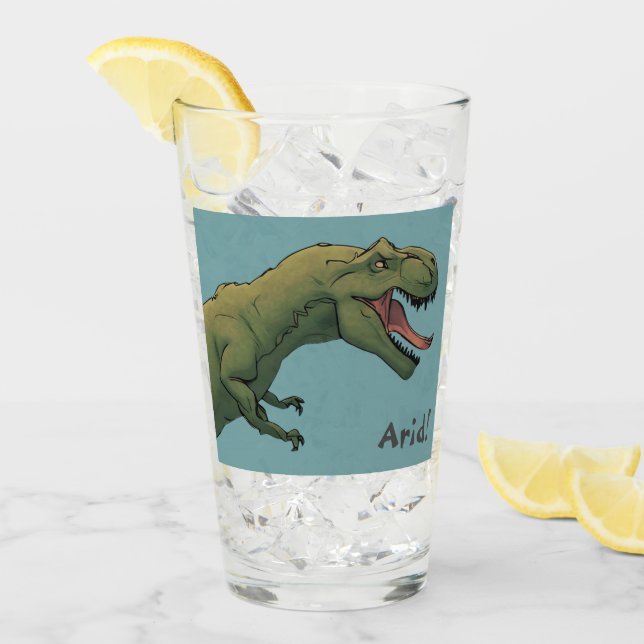T-Rex Dinosaur Thirsty! Trinkglas Glas (Vorderseite Ice)