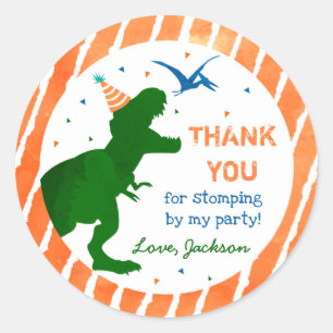 T-rex Dinosaur Three Rex Party Danke Stickers