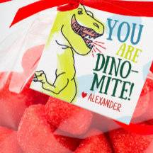 T-Rex Dinosaur Valentine Gift Tags