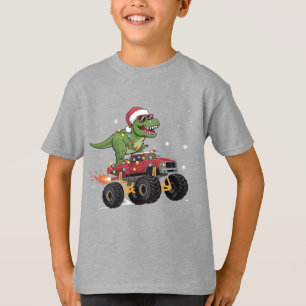 T-Rex Dinosaur Weihnachts-Monstertruck T-Shirt