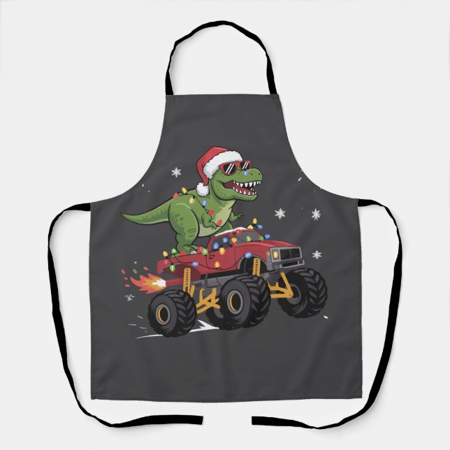 T-Rex Dinosaur Weihnachtsmonster Truck Schürze (Vorderseite)