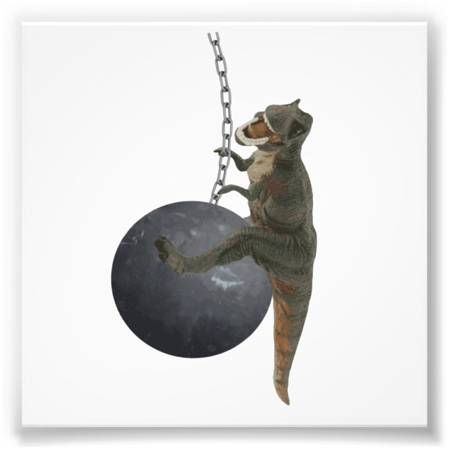 T-Rex Dinosaur Wrecking Ball Fotodruck (Vorne)