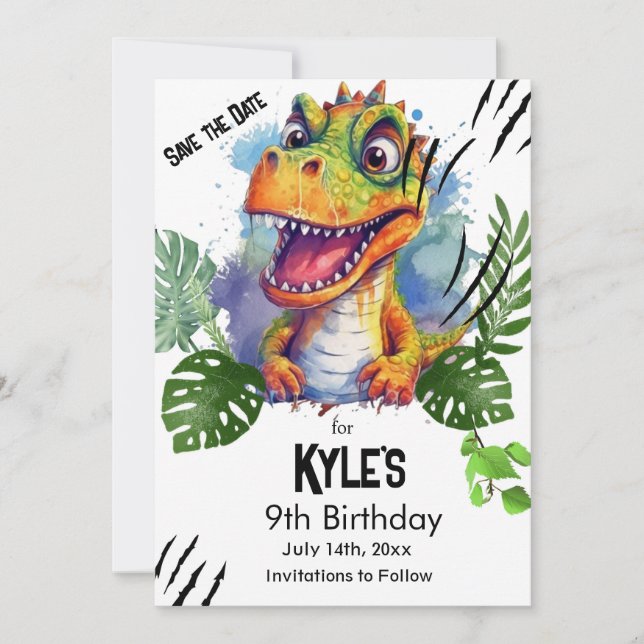 T Rex, Dinosaur zum Geburtstag, Save The Date (Vorderseite)
