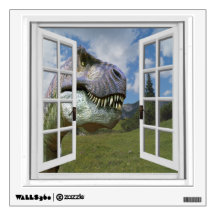 T-Rex Dinosaurier-Ansicht-WandFake-Fenster