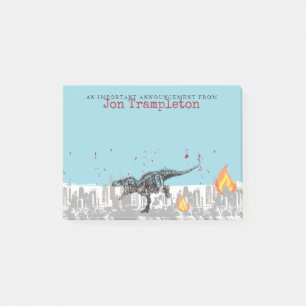 T-Rex-Dinosaurier attackieren Stadt personalisiert Post-it Klebezettel