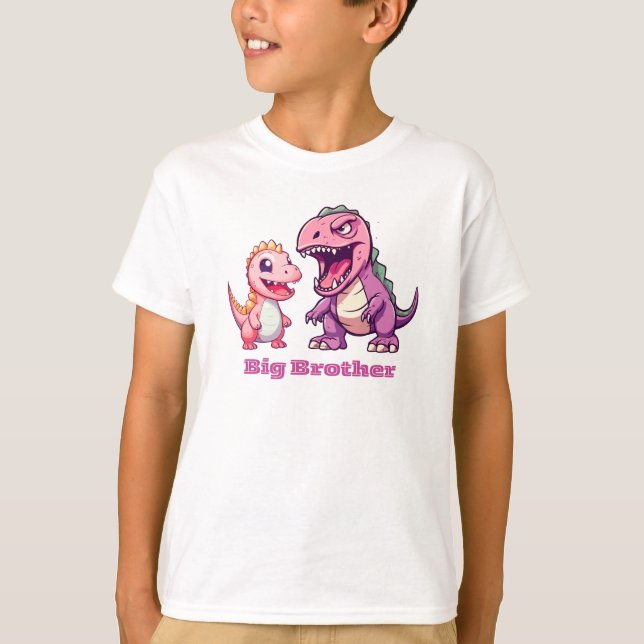 T-Rex Dinosaurier Big Brother Personalisiert T-Shirt (Vorderseite)