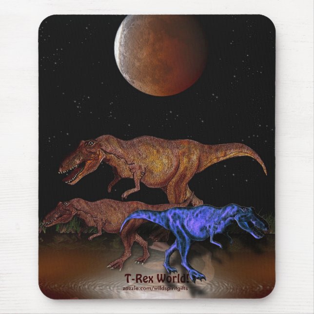 T-Rex Dinosaurier & Eclipsed Moon Mousepad (Vorne)