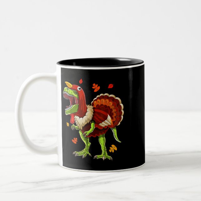 T Rex Dinosaurier Erntedank S Türkei Erntedank Zweifarbige Tasse (Links)