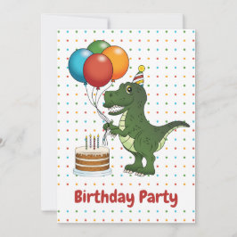 T-rex Dinosaurier farbenfrohe Balloons Kind zum Ge Einladung