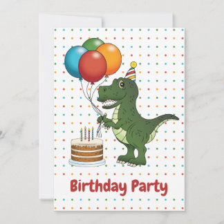 T-rex Dinosaurier farbenfrohe Balloons Kind zum Ge Einladung