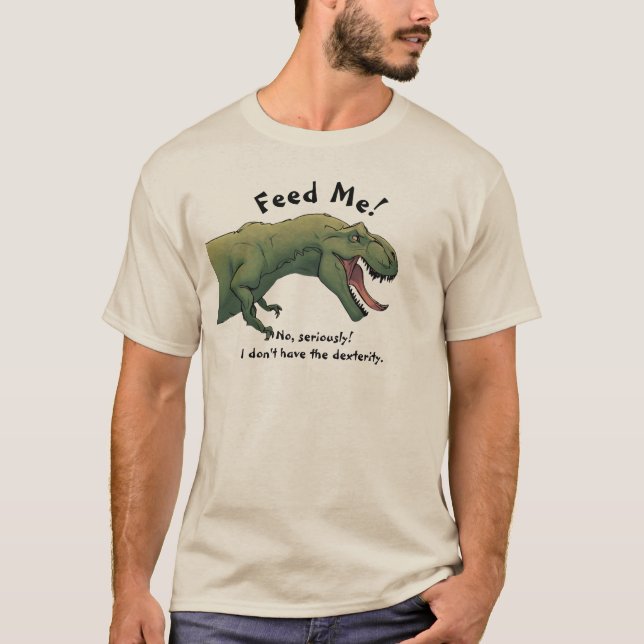 T-Rex Dinosaurier Fütterte Me Men's T-Shirt (Vorderseite)