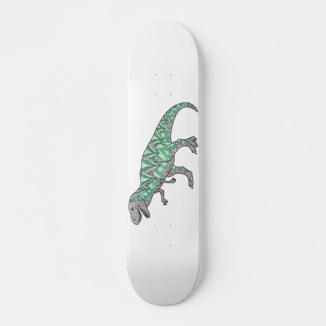 T-Rex Dinosaurier-Gekritzel-illustrierte Kunst Skateboard (Vorne)