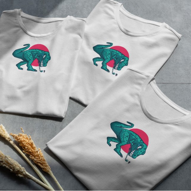 T Rex Dinosaurier Golf spielen T-Shirt (Von Creator hochgeladen)