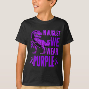T Rex Dinosaurier Im August tragen wir eine Lila Ü T-Shirt
